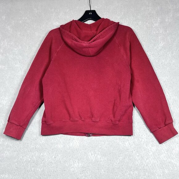 Vintage Y2K Nike Sweatshirt Womens Medium Red Swoosh Full Zip Pullover Hooded - Picture 8 of 11